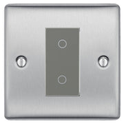 BG Nexus Brushed Steel Single Master Touch Dimmer Switch Grey Insert NBSTDM1G by British General (BG-EMTDMG+NBSEMS1)