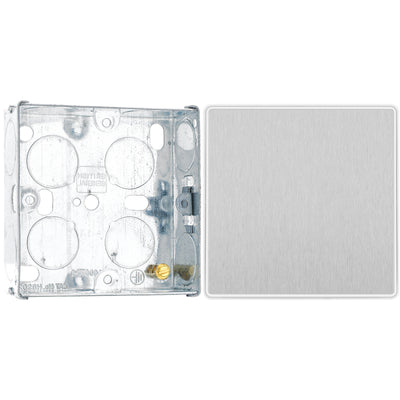 BG Evolve Brushed Steel Intermediate Edge to Edge Rocker Switch PCDBS13EW with 25mm Steel Back Box