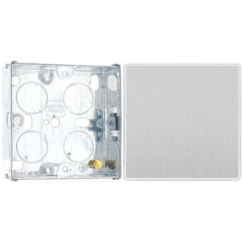 BG Evolve Brushed Steel Intermediate Edge to Edge Rocker Switch PCDBS13EW with 25mm Steel Back Box