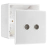 BG Electrical Double TV Aerial Socket White Moulded & 50mm Pattress Back Box by British General (BG-861+877)