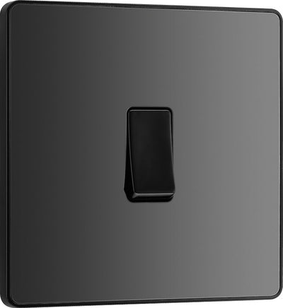 BG PCDBC12B Black Chrome Evolve 1 Gang 20A 16AX 2 Way Light Switch - Black Insert