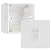 BG Nexus White RJ45 CAT6 Module with Single Faceplate, 1 Port Network Socket & 50mm Back Box (White Insert) by British General (BG-EMRJ45C6W-1G-50)