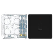 BG Screwless Matt Black 1 Gang 20A DP Neon Switch FFB31 with 35mm Steel Back Box by British General