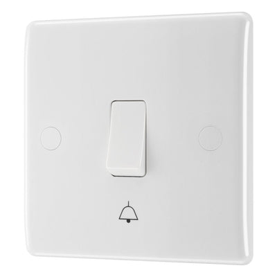 BG Nexus Single Bell Push Switch 1 Gang 10AX White & 32mm Pattress Back Box