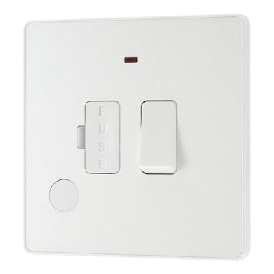 BG Evolve Pearlescent White 13A Switched Spur + Neon PCDCL52W with 35mm Steel Back Box