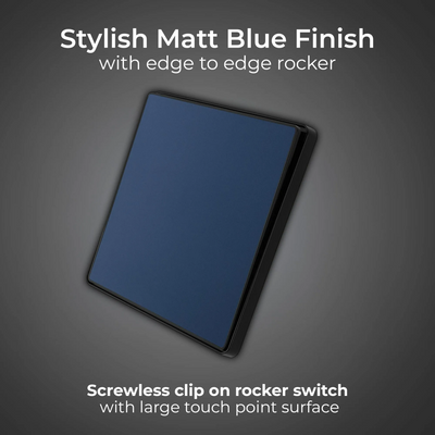BG Evolve Matt Blue 1 Gang 2-Way 20A Edge to Edge Rocker Light Switch | PCDDB12EB by British General (BG-PCDDB12EB)