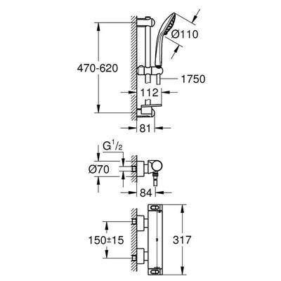 Grohe GROHTHERM 2000 Thermostatic Shower Mixer 1/2 Inch - Chrome - 34195001 by Grohe (Grohe-34195001)