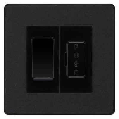 BG Evolve Matt Black 20A Intermediate Switch & 13A Fused Spur Plate | Black Insert
