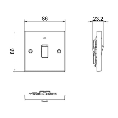 BG 931 Moulded Square Edge | White | 1 Gang 20A 2 Pole Neon Switch by British General (BG-931)