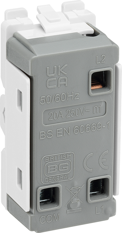 BG RFB12C Nexus Grid Matt Black 20AX 2 Way 1 Pole Centre-Off Switch Module