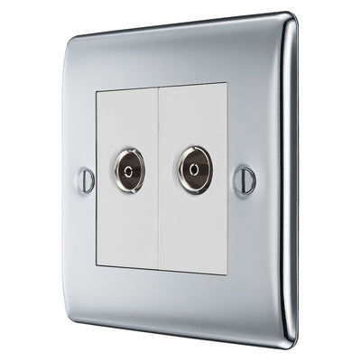 BG Nexus Polished Chrome Diplex TV/FM Socket NPC66 with 25mm Steel Back Box