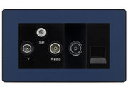 BG Evolve Matt Blue TV/FM/SAT + Return & 1 Gang Tel - Screened Triplex Socket by British General (BG-PCDDB68B)