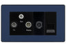 BG Evolve Matt Blue TV/FM/SAT + Return & 1 Gang Tel - Screened Triplex Socket by British General (BG-PCDDB68B)