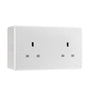 BG Electrical 13A Double Unswitched Power Socket White & 50mm Pattress Back Box by British General (BG-824+878)