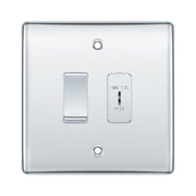 BG Polished Chrome 2 Gang Emergency Lighting (EMG LTG TEST) Key Switch with 2 Way Single Pole Switch by British General (BG-NEXUS-PC-2G-1x-EMG-LTG-1x-SP)