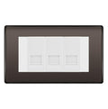 BG Nexus Black Nickel 3 Gang RJ11 Telephone Socket Euro Module - White Insert