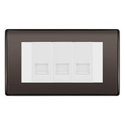 BG Nexus Black Nickel 3 Gang RJ11 Telephone Socket Euro Module - White Insert by British General (BG-NBNRJ113W)
