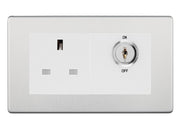 BG Screwless Brushed Steel 13A Double Pole Key Controlled Socket – White Inserts by British General (BG-FBSKYSWSW)