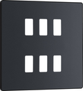BG RPCDMG6B Evolve Grid Matt Grey 6 Module Square Front Plate - Black Trim
