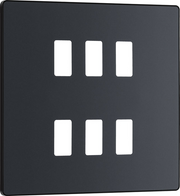 BG RPCDMG6B Evolve Grid Matt Grey 6 Module Square Front Plate - Black Trim by British General (BG-RPCDMG6B-Shopify-SA_1)