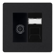 BG Evolve Matt Black TV Aerial & RJ45 CAT6 Data Socket - Black Insert