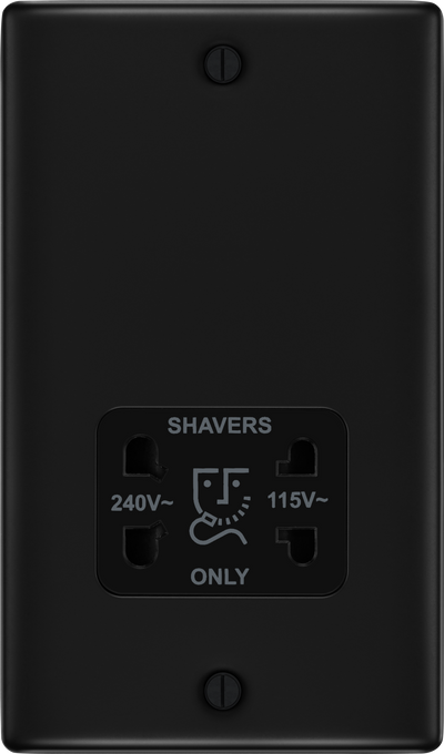 BG NFB20B Nexus Metal Matt Black 115-240V Dual Voltage Shaver Socket
