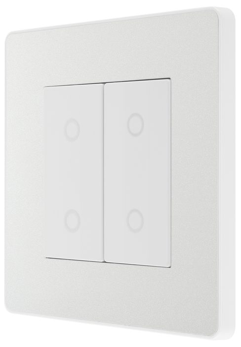 PCDCLTDM2W Side - This Evolve pearlescent white double master trailing edge touch dimmer allows you to control your light levels and set the mood.