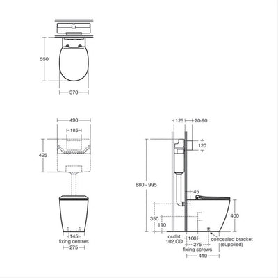 Ideal Standard Concept Aquablade Back to Wall Pan - E050901 by Ideal Standard (IdealStandard-E050901)