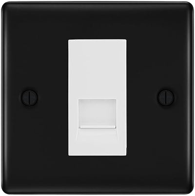 BG Nexus Matt Black Single RJ11 Telephone Socket NFBRJ111 - White Insert by British General (BG-NFBRJ111W)