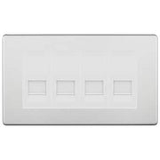 BG Screwless Brushed Steel 4 Gang IDC Secondary Telephone Socket - White Insert by British General (BG-FBSBTS4W)