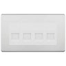 BG Screwless Brushed Steel 4 Gang IDC Secondary Telephone Socket - White Insert by British General (BG-FBSBTS4W)