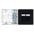 BG Screwless Matt Black RJ45 Double Telephone Socket FFBRJ452 with 35mm Steel Back Box