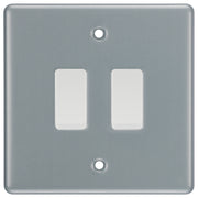 BG Metal Clad 2 Gang Intermediate Light Switch Custom Grid