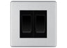 BG Screwless Brushed Steel 2-Gang Light Switch 1x 2-Way + 1x Intermediate – Black Inserts by British General (BG-SCRL-BS-2G-Combo-1x INT-1x 2WAY BL)