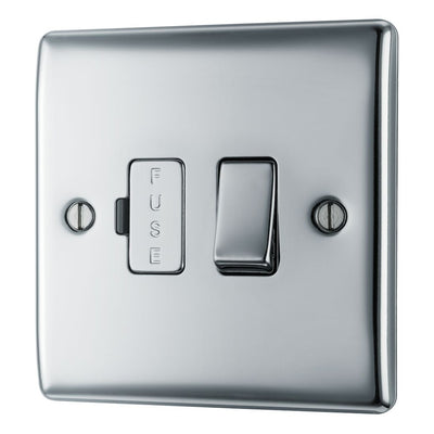 BG Nexus Polished Chrome 13A Fused Connection Unit Switched NPC50 with 35mm Steel Back Box