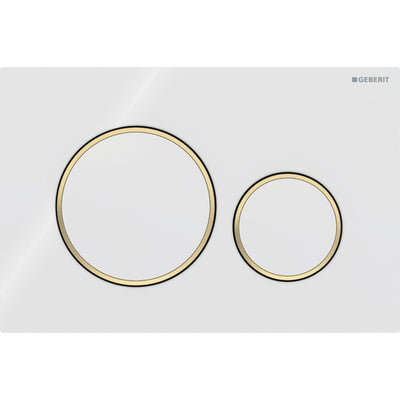 Geberit Sigma20 WC Dual Flush Plate - White/Gold Plated - 115.882.KK.1