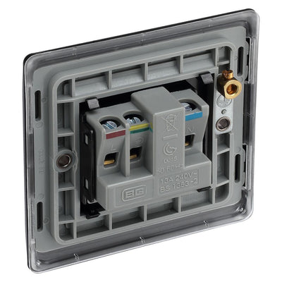 BG Nexus Matt Black 13A Single Unswitched Socket NFB23B with 25mm Steel Back Box