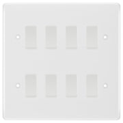 BG White 8 Gang 2 Way Custom Grid Light Switch with Back Box Included by British General (BG-NEXUS-WM-8G-CUSTOM-LIGHT-SWITCH)