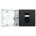 BG Evolve Black Chrome RJ45 Cat6 Single Data Outlet PCDBCRJ451B with 25mm Steel Back Box