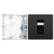 BG Evolve Black Chrome RJ45 Cat6 Single Data Outlet PCDBCRJ451B with 25mm Steel Back Box
