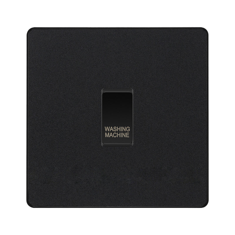 BG Evolve Matt Black Custom Appliance Grid Switch 1 Gang Screwless