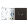 BG Screwless Black Nickel 20A 16AX 2 Way Double Light Switch FBN42 with 25mm Steel Back Box