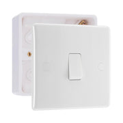 BG Nexus Single 2 Way Light Switch 1 Gang 10AX White & 32mm Pattress Back Box by British General (BG-812-891)