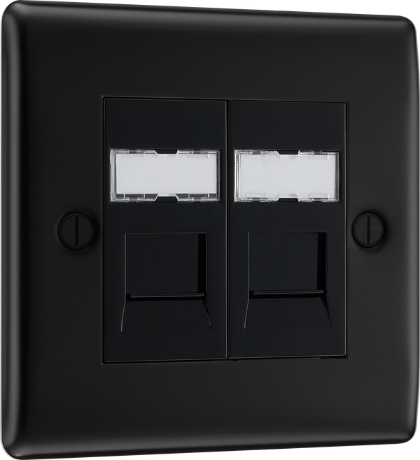 BG NFBRJ452 Nexus Metal RJ45 Double Data Outlet Socket - Matt Black