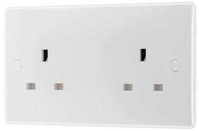 BG 824 Moulded Round Edge | White | 2 Gang 13A Unswitched Socket by British General (BG-824)