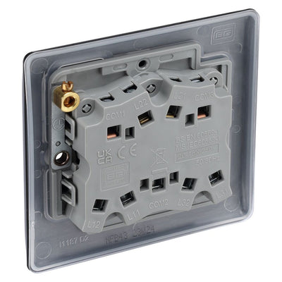 BG Nexus Matt Black 20A 16AX 2-Way Triple Light Switch NFB43 with 35mm Steel Back Box