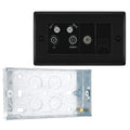 BG Nexus Matt Black Quadplex TV FM SAT (x2) NFB69 with 25mm Steel Back Box