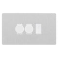 BG Evolve Brushed Steel 3 Gang Light Switch 2x Trailing Edge LED Dimmer 1x 2 Way Custom Switch