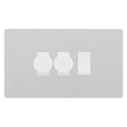 BG Evolve Brushed Steel 3 Gang Light Switch 2x Trailing Edge LED Dimmer 1x 2 Way Custom Switch by British General (Evolve-BS-CUSTOM-3GANG-2x-DIMMER-1x-2WAY)