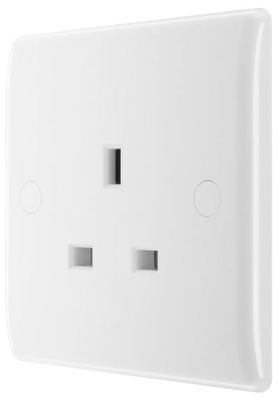 BG 823 Moulded Round Edge | White | 1 Gang 13A Unswitched Socket by British General (BG-823)